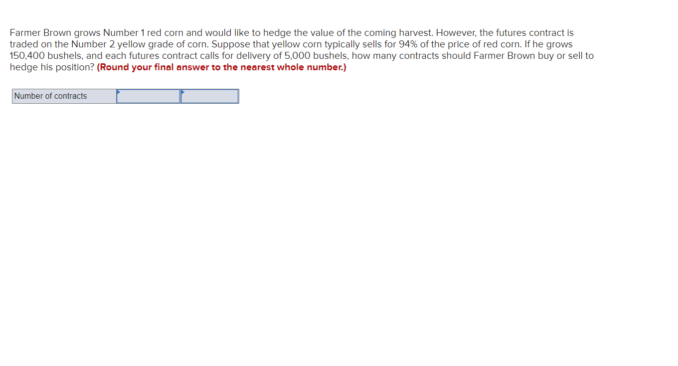 hedge the value of the coming harvest. However, the futures contract is