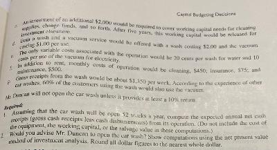 open 52 weeks a year, compute the expected annual net cash receipts