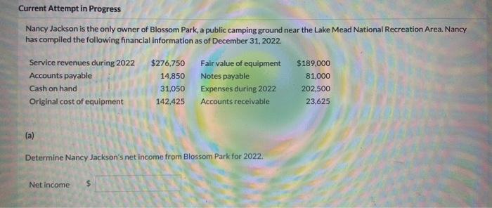  Current Attempt in Progress Nancy Jackson is the only owner of