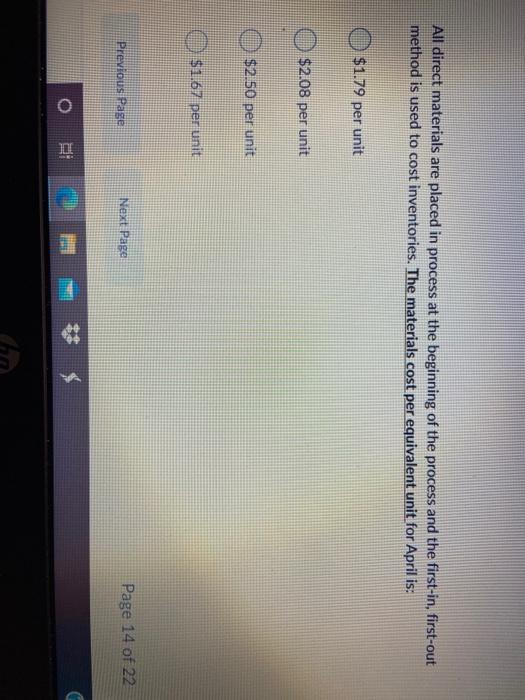 units $ 7,200 Conversion costs, 3,000 units, 60% completed $ 6,000 Direct