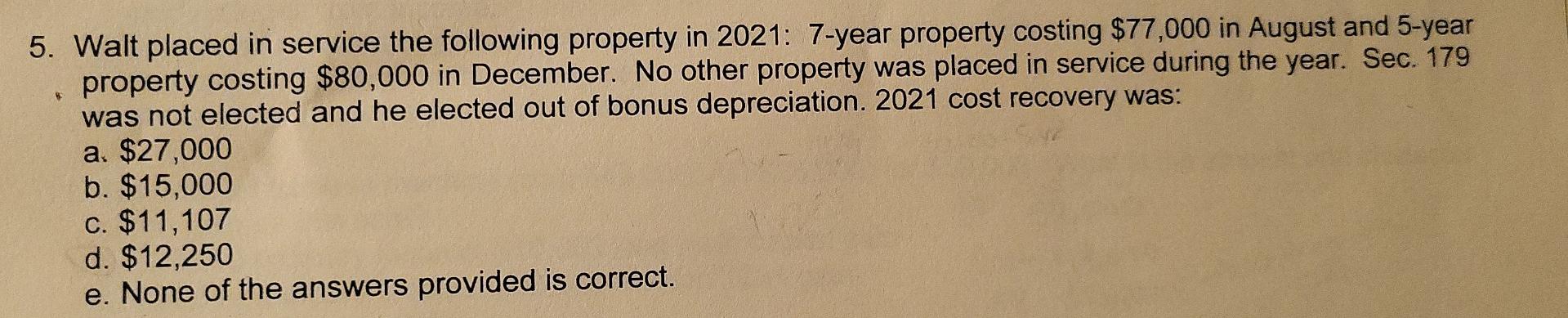 *please provide steps to the answer* 6 5. Walt placed in