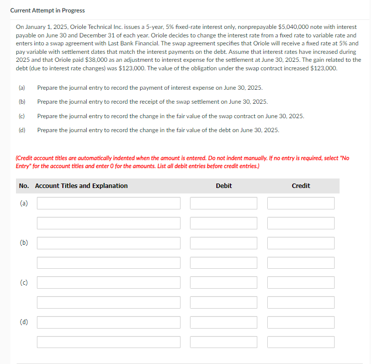  Current Attempt in Progress On January 1,2025, Oriole Technical Inc. issues