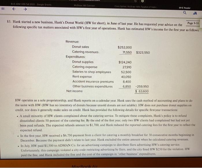 McCM Connect BUS ADM 105 Fall 2020 Google Sheets customer, Mrs