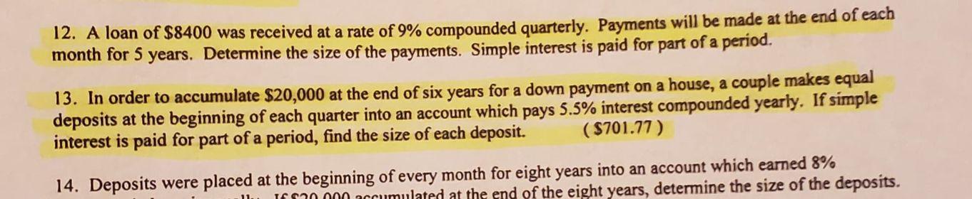  #12 the answer $174.09 is provided. I need the step by