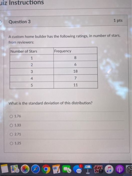 uiz Instructions Question 3 1 pts A custom home builder has