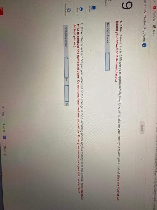  B YouTube Maps onroecollege H50 CDICH apter 05 Pre-Built Problems Saved