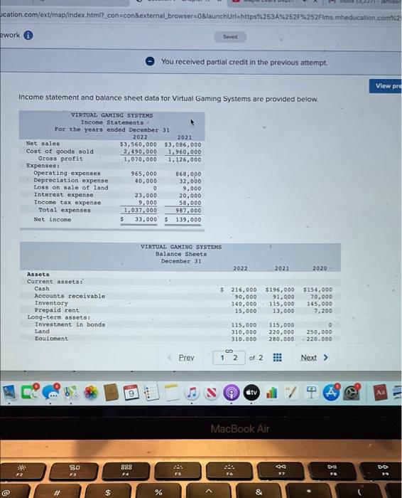 Income statement and balance sheet data for virtual gaming systems are provided
