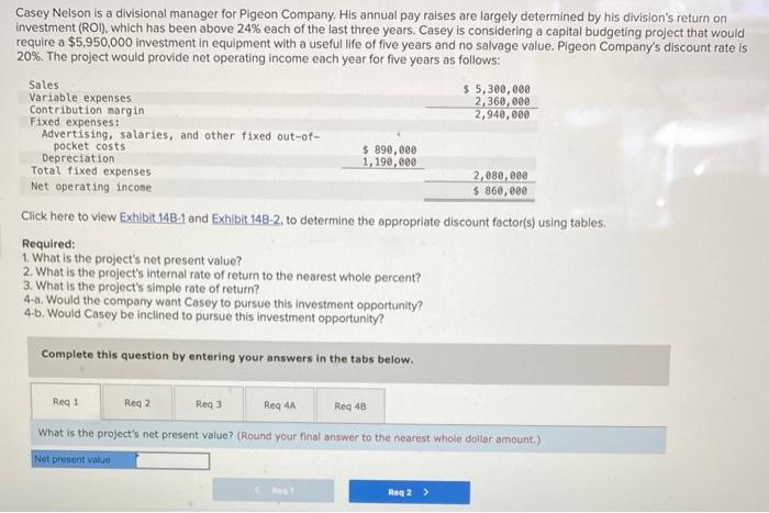 Need help 2 Casey Nelson is a divisional manager for Pigeon Company.