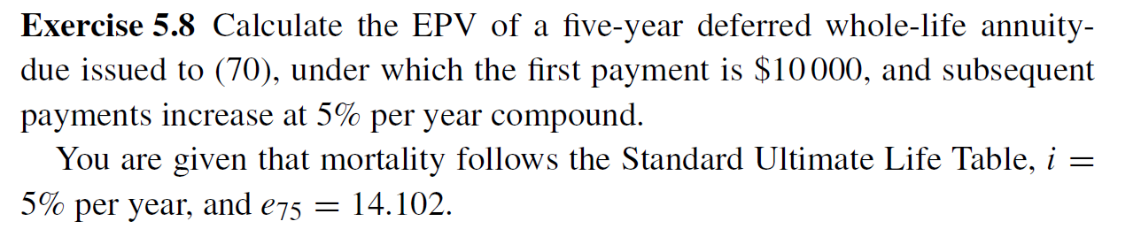 -----Actuarial Statistics ---- Please answer ASAP. Thank you! Exercise 5.8 Calculate