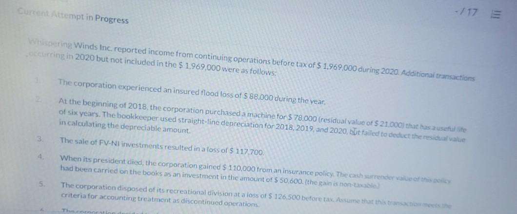 right answer please Current Attempt in Progress -117 Whispering Winds Inc.