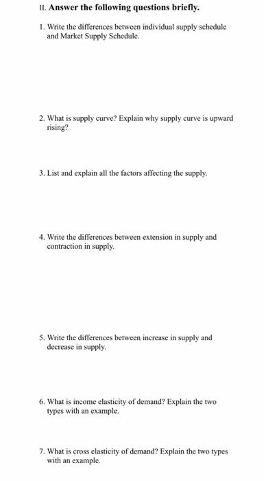  II. Answer the following questions briefly. 1. Write the differences between
