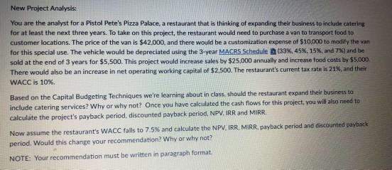  please answer all questions and steps please!! New Project Analysis: You