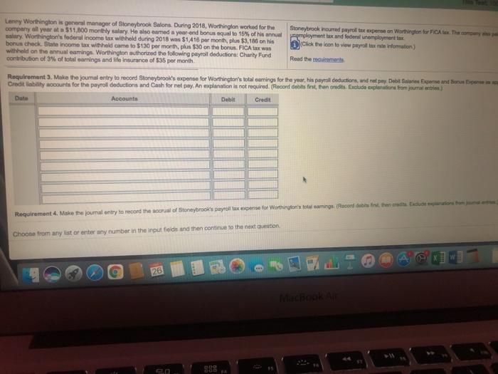year, his payroll deductions, and net pay. Debit Salaries Expense and Bonus