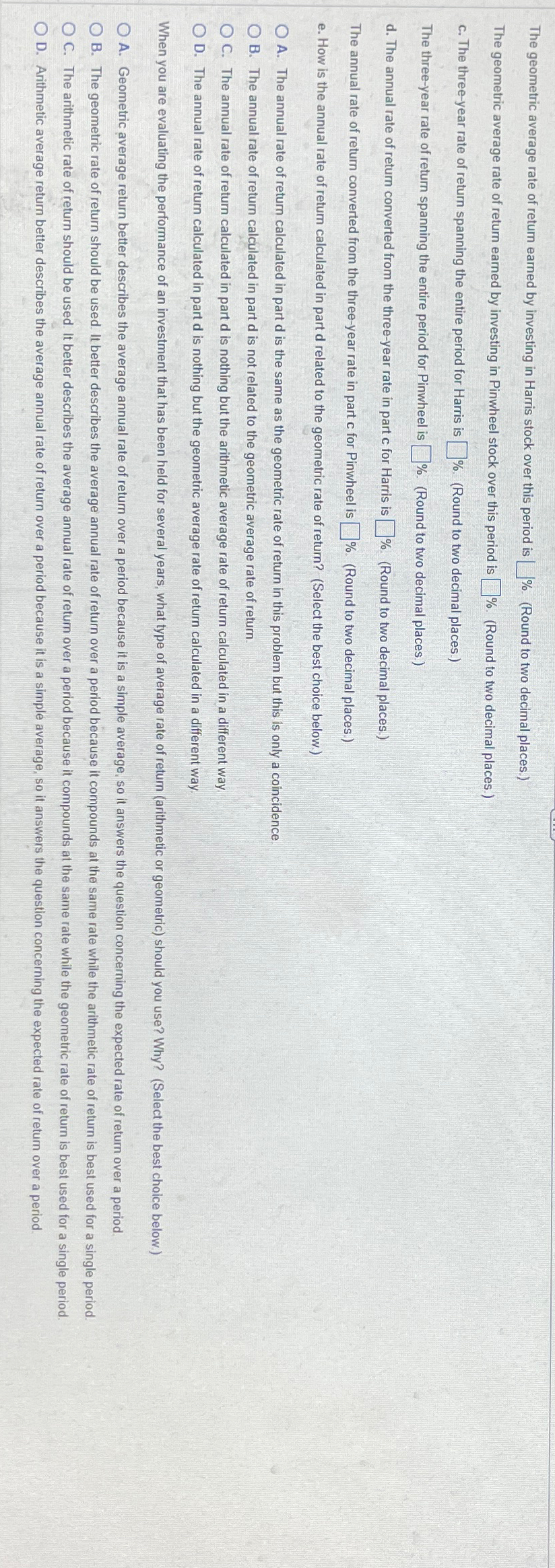  (Solving a comprehensive problem) Use the end-of-year stock price data in