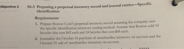  Objective 2 36-3 Preparing a perpetual inventory record and journal entries-Specific