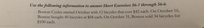 identification Requirements 1. Prepare Boston Cycle's perpetual inventory record assuming the company