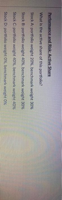  Performance and Risk: Active Share What is the active share of