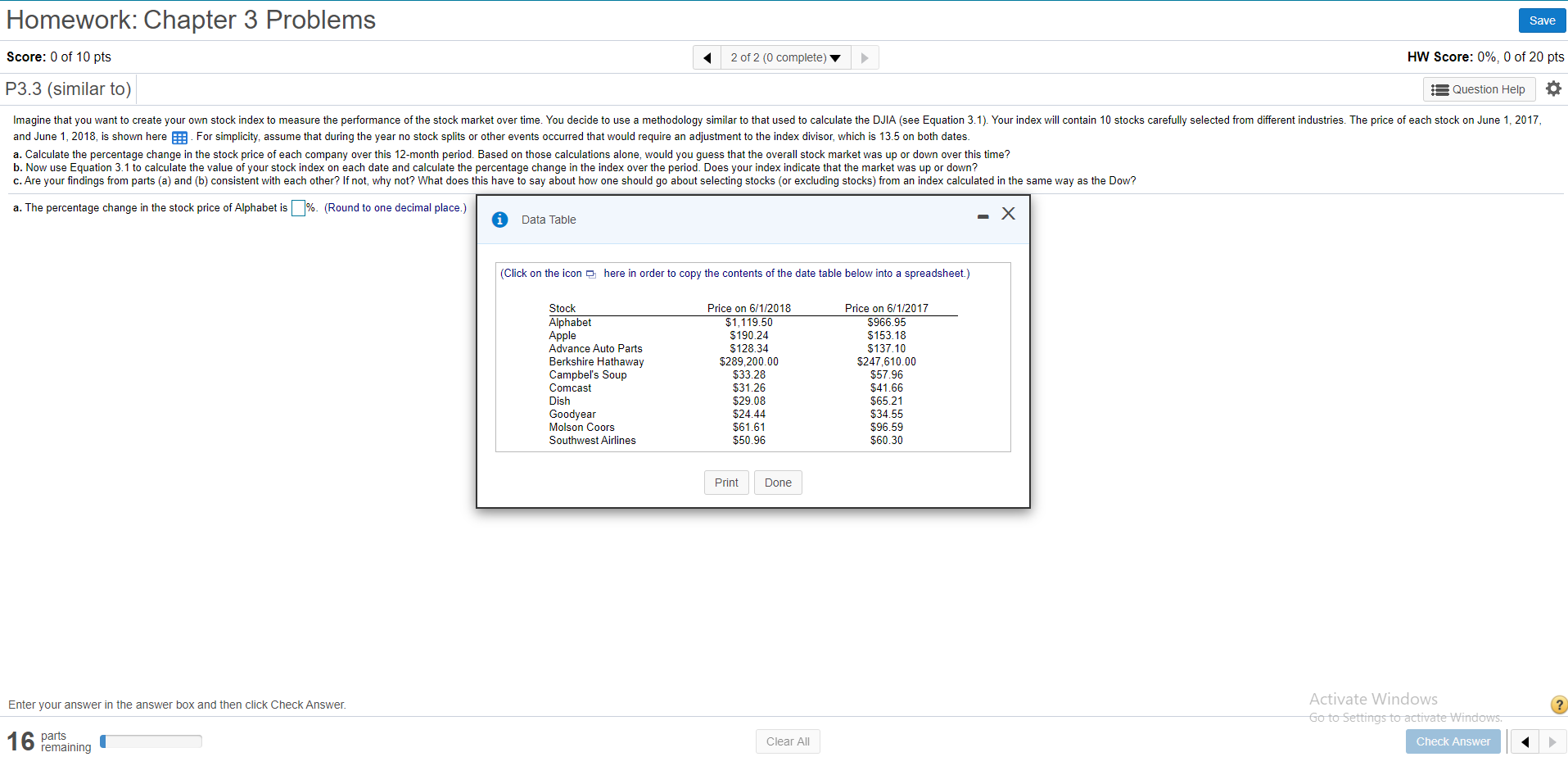  Homework: Chapter 3 Problems Save Score: 0 of 10 pts 2