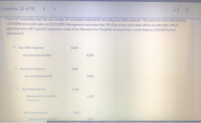  what should the entry be? please help Question 20 of 50