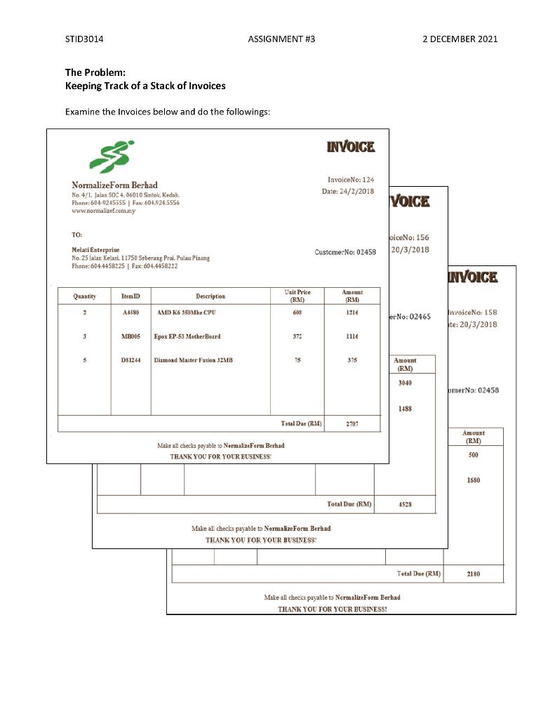 ii) Identify the primary key(s) STID3014 ASSIGNMENT #3 2 DECEMBER 2021 The