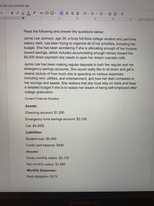  st edit was seconds ago 5 BIU A 1 E. E.