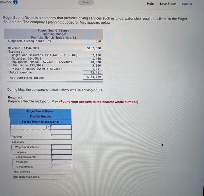 mework Seved Help Save & Exit Submit Puget Sound Divers is