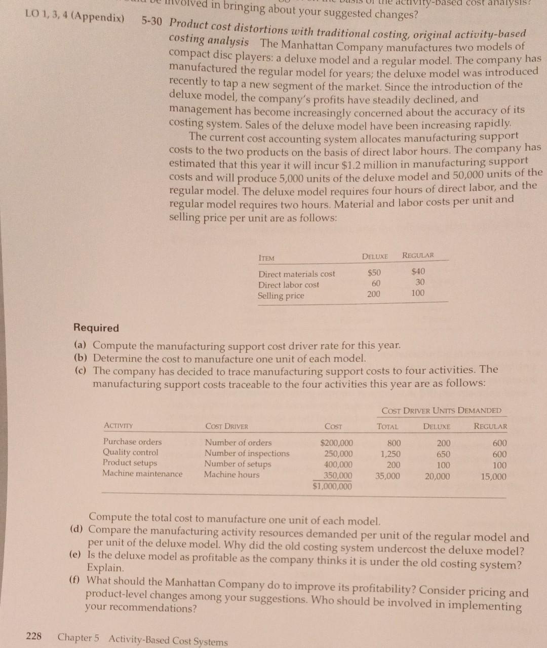 based cost analysis LO1, 3, 4 (Appendix) in bringing about your