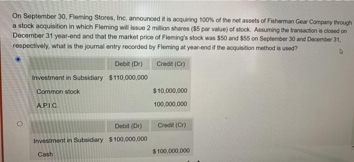  On September 30, Fleming Stores, Inc. announced it is acquiring 100%