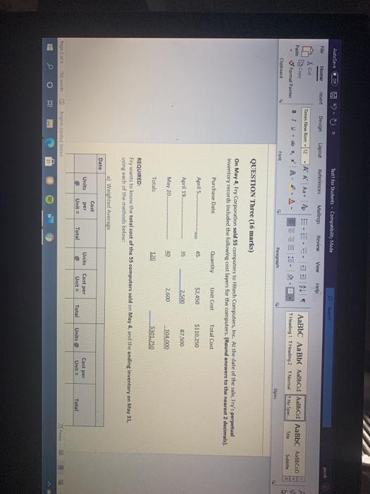  Test for Students Compatibility Mode Home mert Desig Layout References Mailings