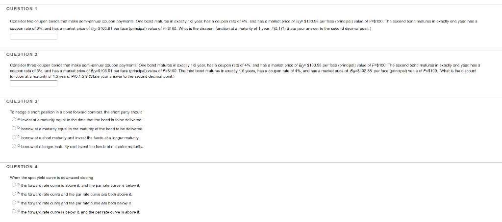 Need calculation details. Thank you QUESTION 1 Consider two coupon hands that