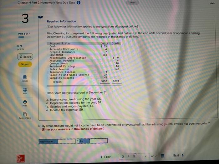  Chapter 4 Part 2 Homework New Due Date Saved Help 3