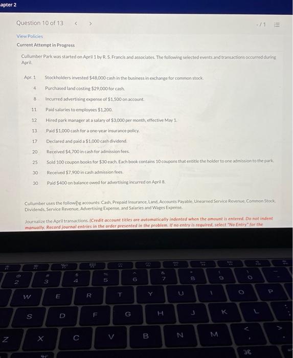  apter 2 Question 10 of 13 - / 1 View Policies