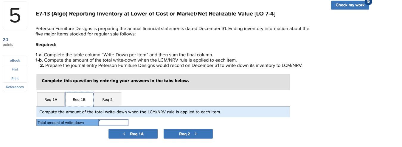 of the total write-down when the LCM/NRV rule is applied to each