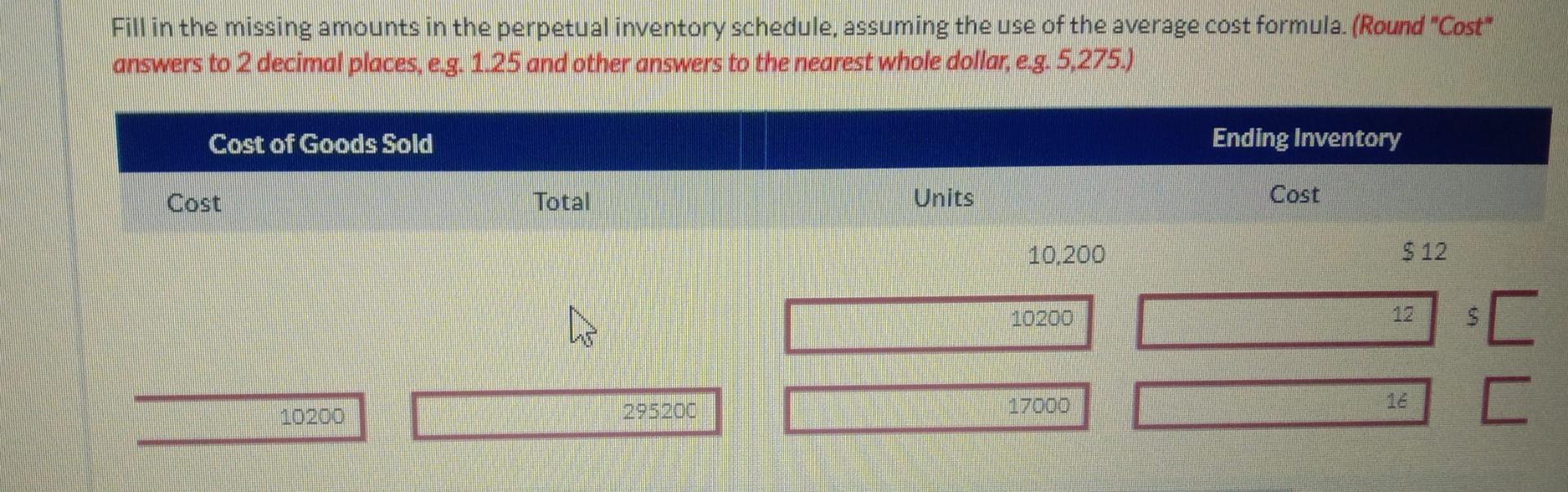 inventory information: Purchases Cost of Goods Sold Ending Inventory Date Units Cost