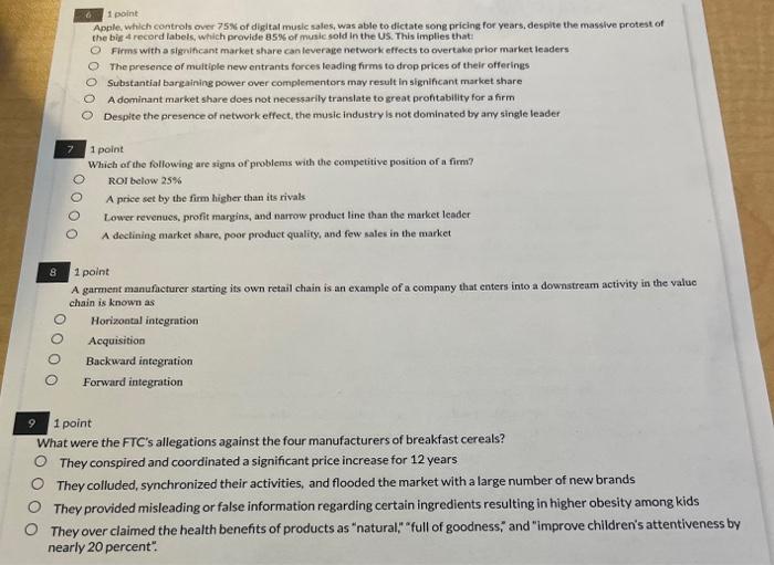 6 to 9 please OOOO 1 point Apple, which control over 75%