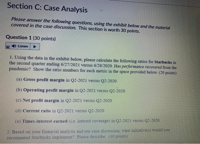  Section C: Case Analysis Please answer the following questions, using the