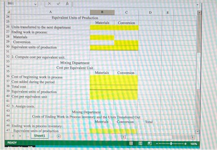 Inc. uses weighted-average costing and has two departments and has provided data