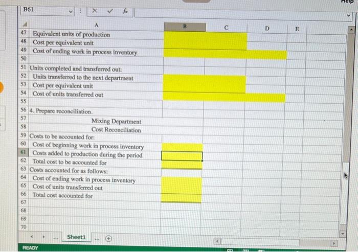 related to its mixing department for the month of July. The Controller