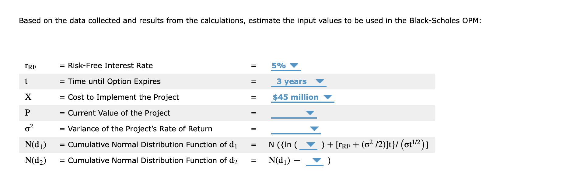 of return. For Smith and Thomas Co., the underlying asset is the