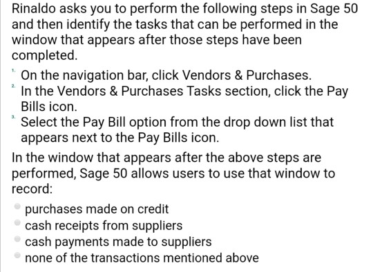 your desk from Rinaldo instructing you to record a list of transactions
