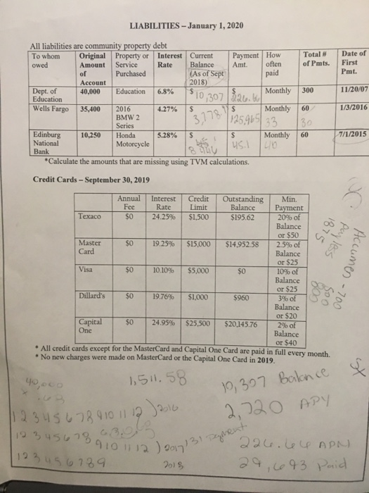  need help accounting for current balance and payment amount $10,307 lau.