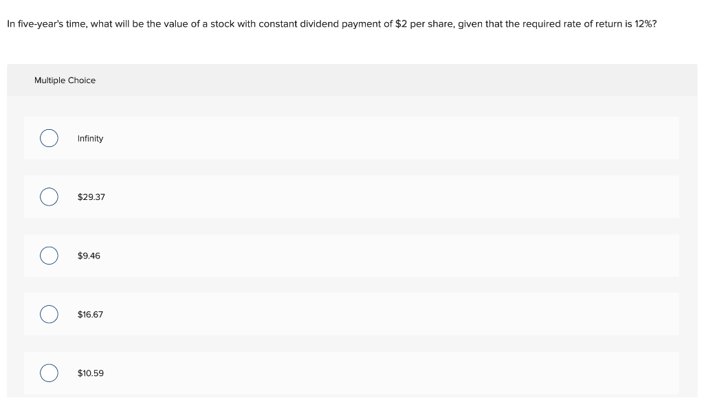 In five-year's time, what will be the value of a stock