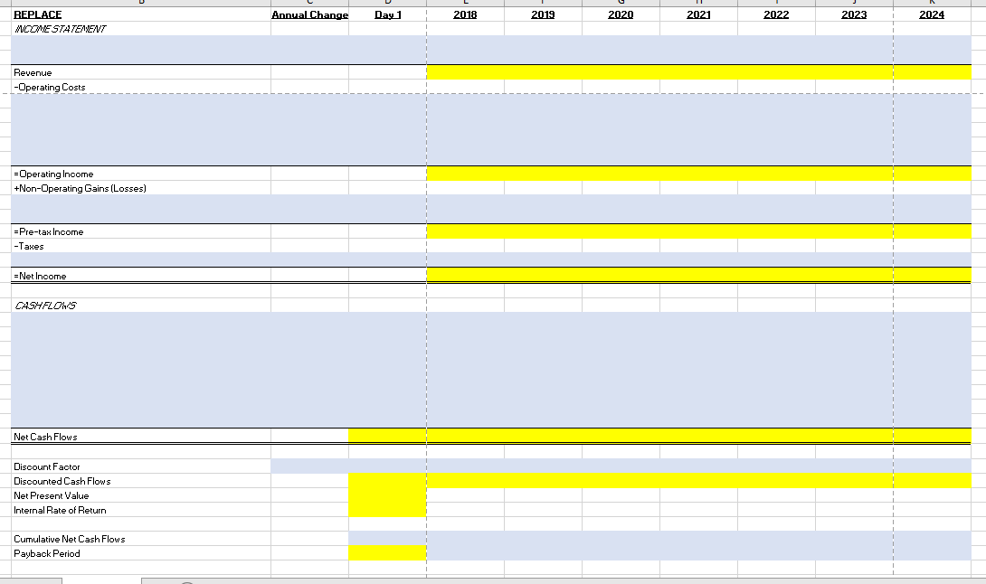 in excel Capital Budgeting for Equipment Replacement Free work cells Answer cells