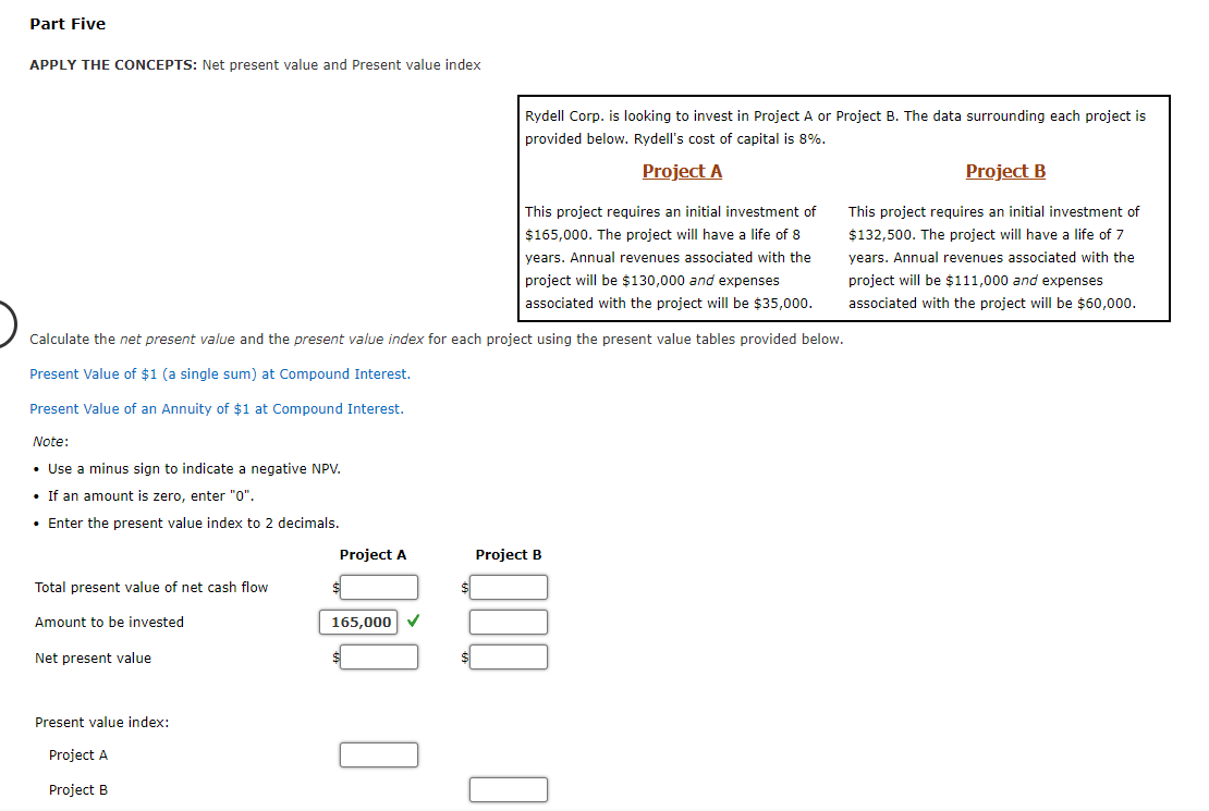  Part Five APPLY THE CONCEPTS: Net present value and Present value
