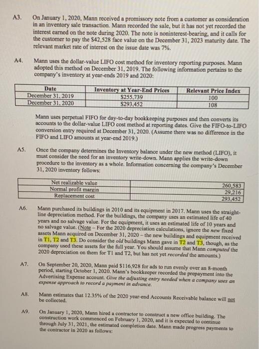 statements just once a year, at year-end. The company has already recorded