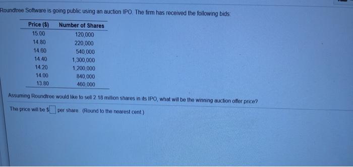  please help i rate well! thanks Roundtree Software is going public