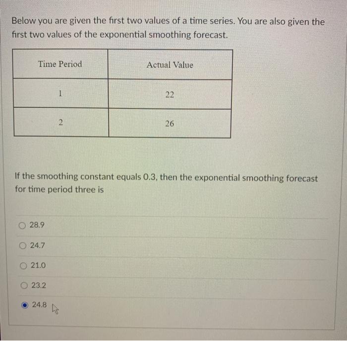  Below you are given the first two values of a time