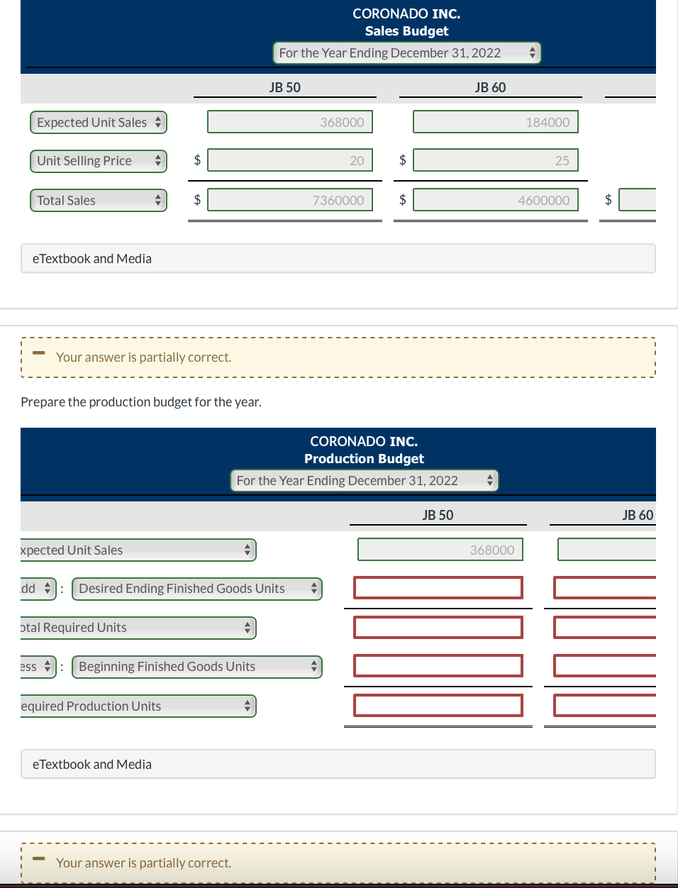 December 31, 2022. Accounting assistants furnish the data shown below. Product JB
