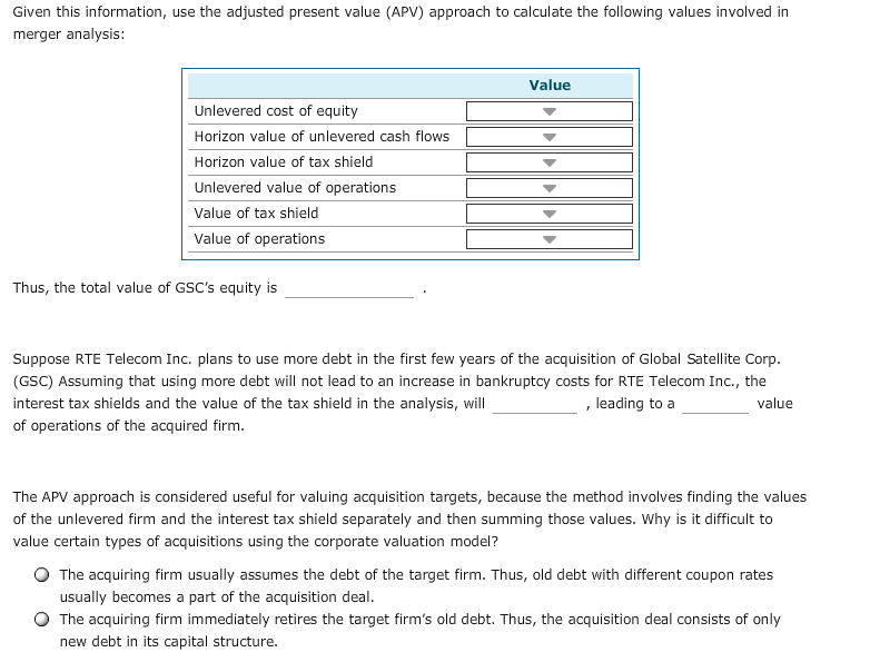 RTE Telecom Inc., which is considering the acquisition of Global Satellite Corp.