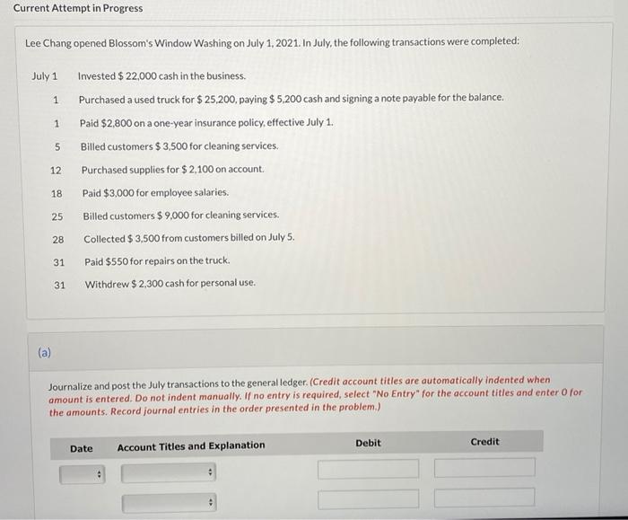 a? Current Attempt in Progress Lee Chang opened Blossom's Window Washing on